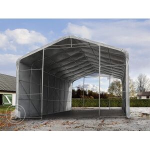 TOOLPORT 8x12m Namiot garażowy - 3 m wysokość ścian bocznych z 4x3,6m brama, PVC 850, szary, bez statyki TOOLPORT 99500