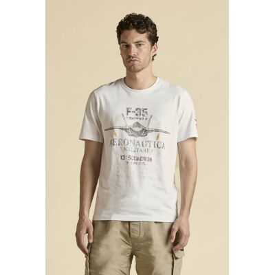 Męski T-shirt Aeronautica Militare w białym kolorze XL Męski T-shirt Aeronautica Militare w białym kolorze XL