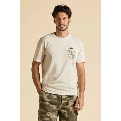 Męski T-shirt Aeronautica Militare w beżowym kolorze XL Męski T-shirt Aeronautica Militare w beżowym kolorze XL