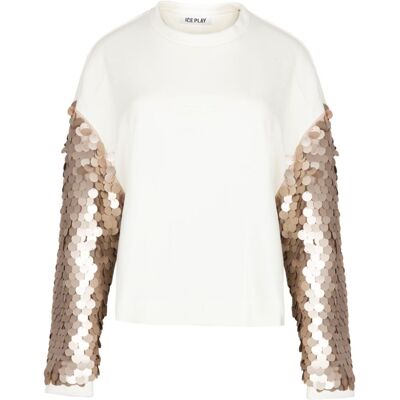 Damska bluza Ice Play ecru ze złotymi cekinami M Damska bluza Ice Play ecru ze złotymi cekinami M