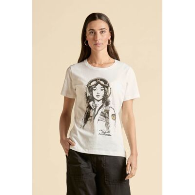 Damski T-shirt Aeronautica Militare w białym kolorze S Damski T-shirt Aeronautica Militare w białym kolorze S