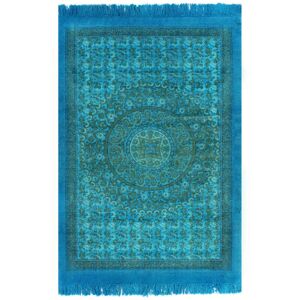 vidaXL Dywan typu kilim, bawełna, 120 x 180 cm, turkusowy ze wzorem