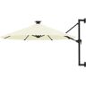 vidaXL Parasol ścienny z LED, na metalowym słupku, 300 cm, piaskowy