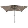 vidaXL Parasol z lampkami LED, na stalowym słupku, kolor taupe, 2x3 m