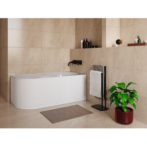 Vente-unique Banheira de canto estriada 200 L, 150 x 75 x 58 cm, branco fosco, acrílico, canto direito - BARBORI Vente-unique Banheira de canto estriada 200 L, 150 x 75 x 58 cm, branco fosco, acrílico, canto direito - BARBORI