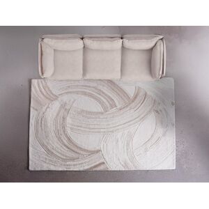 Vente-unique Tapete 100% lã tufada à mão com motivo abstrato 200x290 cm marfim e taupe - RAVELINO Vente-unique Tapete 100% lã tufada à mão com motivo abstrato 200x290 cm marfim e taupe - RAVELINO