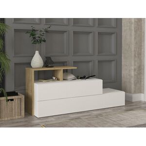 Vente-unique Sapateira com 2 portas e 1 prateleira branco e natural - DAVISTA Vente-unique Sapateira com 2 portas e 1 prateleira branco e natural - DAVISTA