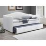 Vente-unique Cama dupla divã 2x90x190 cm em pele sintética Branco - MATHILDE