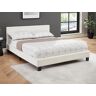 Vente-unique Cama de 140x190 cm em pele sintética cor branco - CORNELIUS