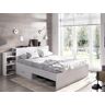 Vente-unique Cama com cabeceira de cama, espaços de arrumação e gavetas 140 x 190 cm cor branca + sommier - FLORIAN