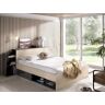 Vente-unique Cama com cabeceira de cama, espaços de arrumação e gavetas 140 x 190 cm cor natural e antracite + sommier - FLORIAN