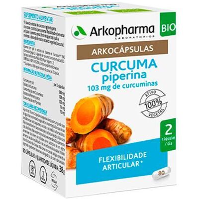 Arkopharma Cúrcuma Piperina Bio x80 Cápsulas - Suplemento alimentar Arkopharma Cúrcuma Piperina Bio x80 Cápsulas - Suplemento alimentar