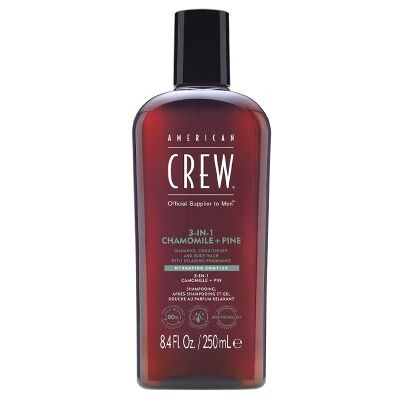 American Crew 3 em 1 Champô, Condicionador e Gel de Duche de Camomila & Pinheiro (250ml) American Crew 3 em 1 Champô, Condicionador e Gel de Duche de Camomila & Pinheiro (250ml)