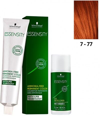 Schwarzkopf Essensity 7-77 Louro Médio Cobre Extra + Oxidante 18V