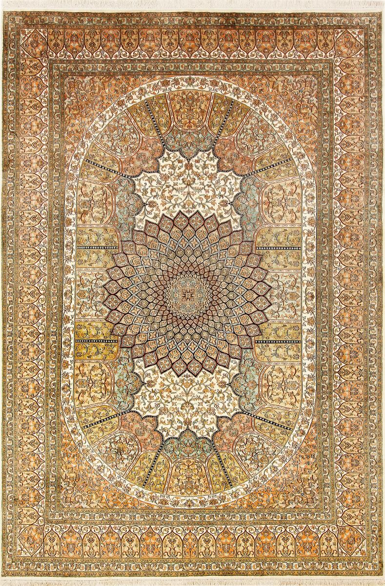 Nain Trading Tapete Oriental Kashmir Seda 278x187 Beige/Brown (Seda, Índia, Mão-atada)