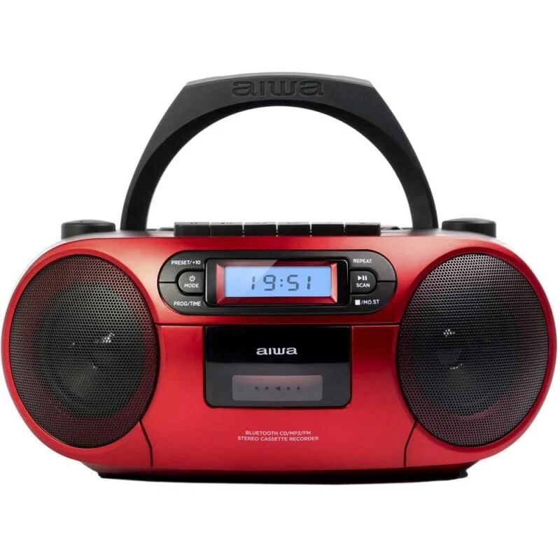 Aiwa boombox bbtc-550rd rádio cd bluetooth vermelho