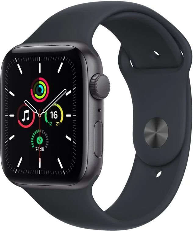 Apple watch se 2021 gps 44mm aluminio gris espacial con correa deportiva negra