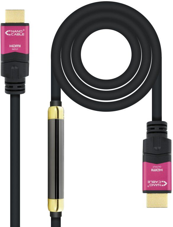 Nanocable cabo hdmi v2.0 4k@60hz 18gbps com repetidor macho/macho 30m preto