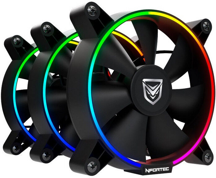 Nfortec oberon combo pack 3 ventoinhas rgb 120mm