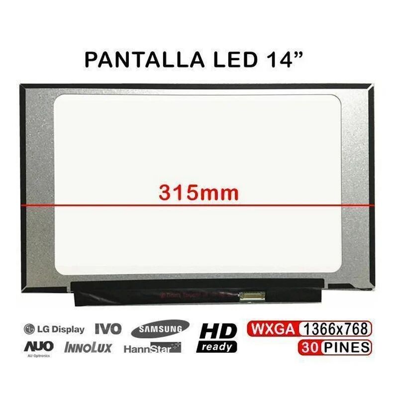 oem Tela led 14" wxga 315mm para portátil b140xtn07.2 nt140whm-n44 v8.0