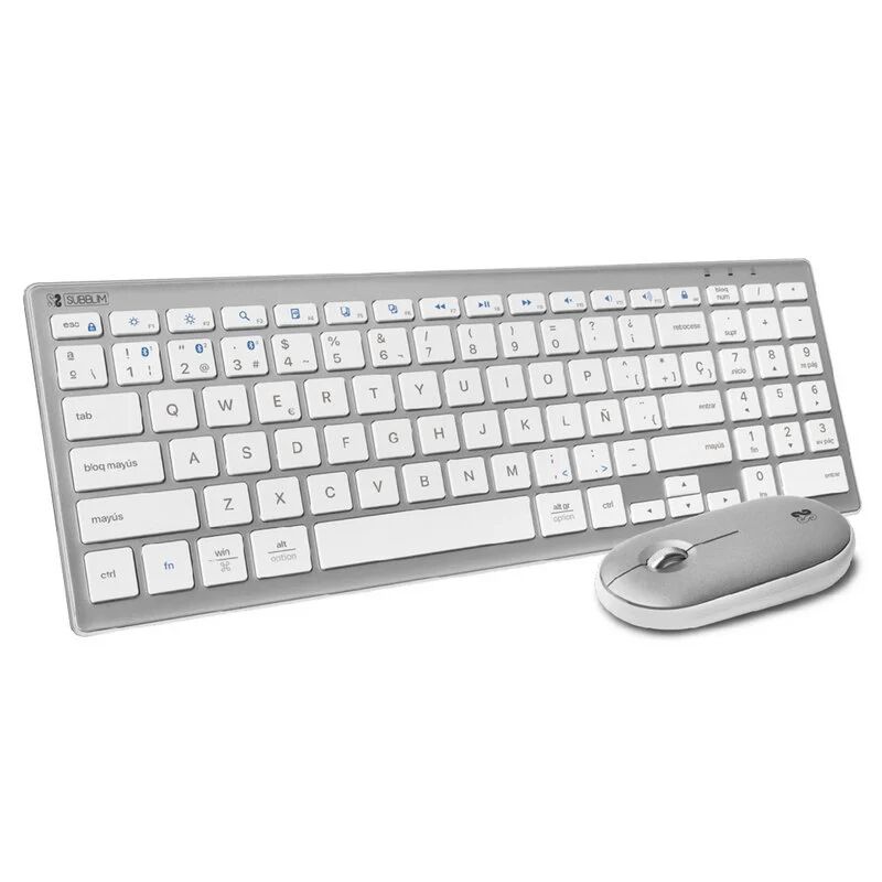 Subblim pure combo extended teclado + rato bluetooth prateado/branco