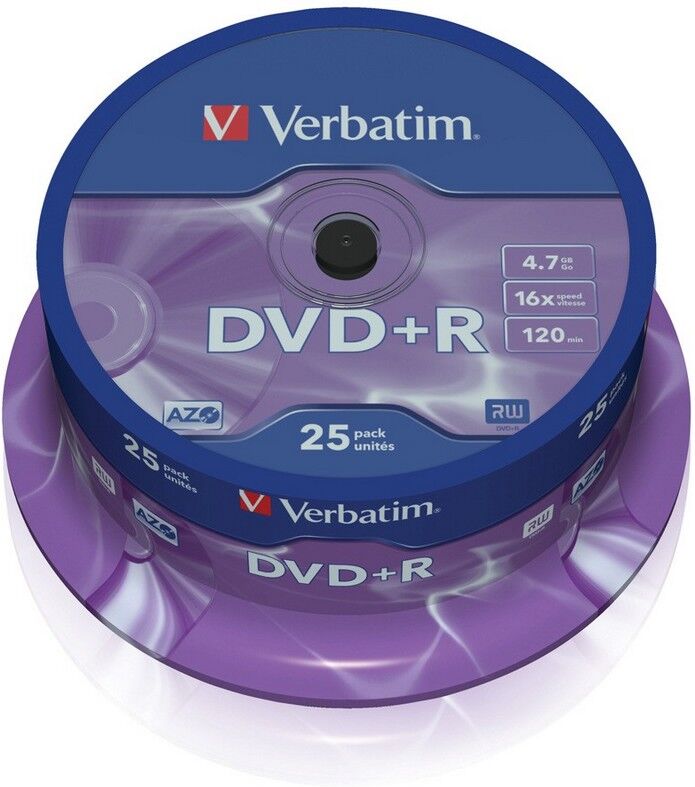 Verbatim dvd+r 16x 4.7gb pack 25 unidades