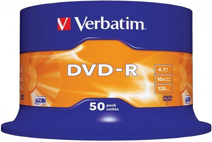 Verbatim dvd-r 16x 4.7 gb bobina 50 unds