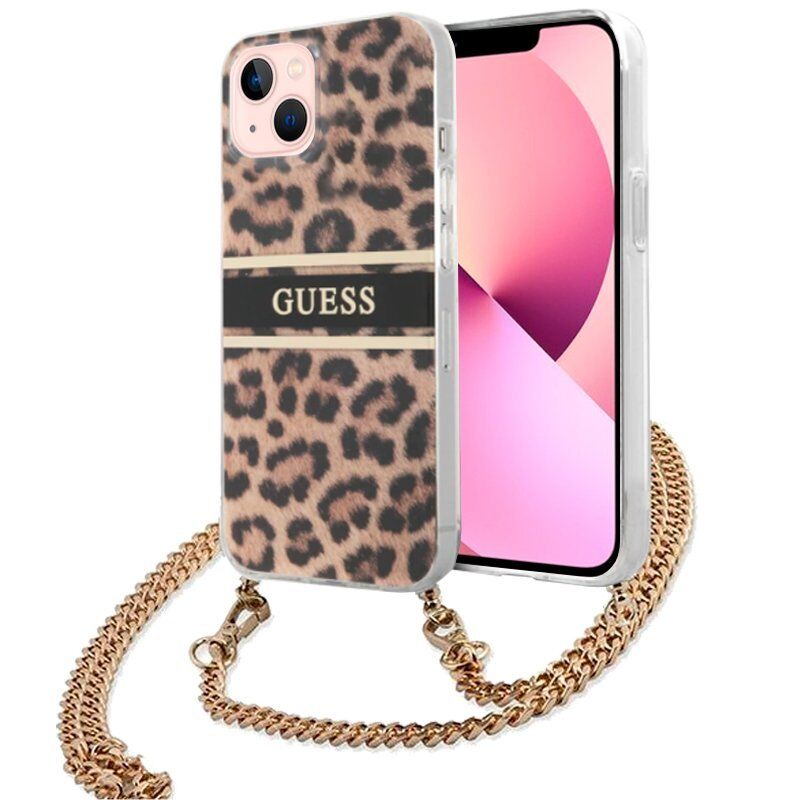 Cool funda licencia guess leopard para iphone 13 + cadena