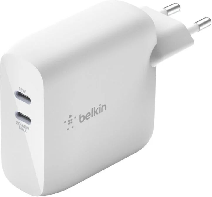 Belkin boostcharge cargador de pared dual gan usb-pd de 68 w