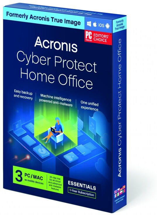 Acronis cyber protect essentials subscrição 3 dispositivos/1 ano descarga digital