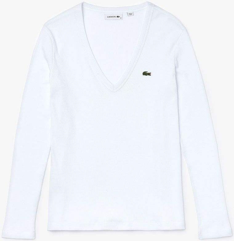 Lacoste Camiseta De Manga Comprida V Ribbed Cotton 6 White