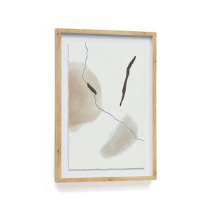 Kave Home Quadro abstrato Torroella branco, castanho e cinza com risca preto 50 x 70 cm
