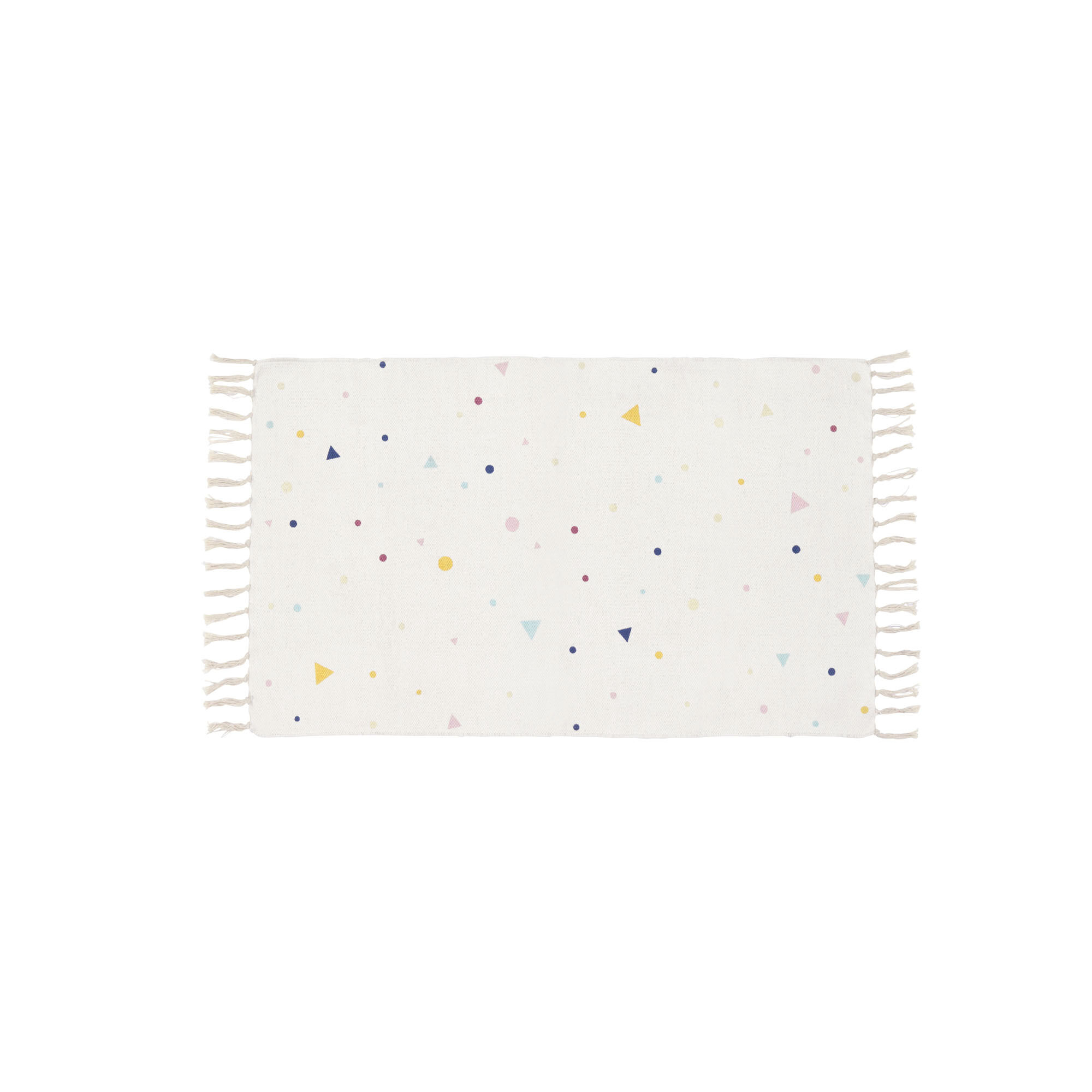 Kave Home Tapete Miris algodão bolinhas e triângulos multicolor 65 x 110 cm