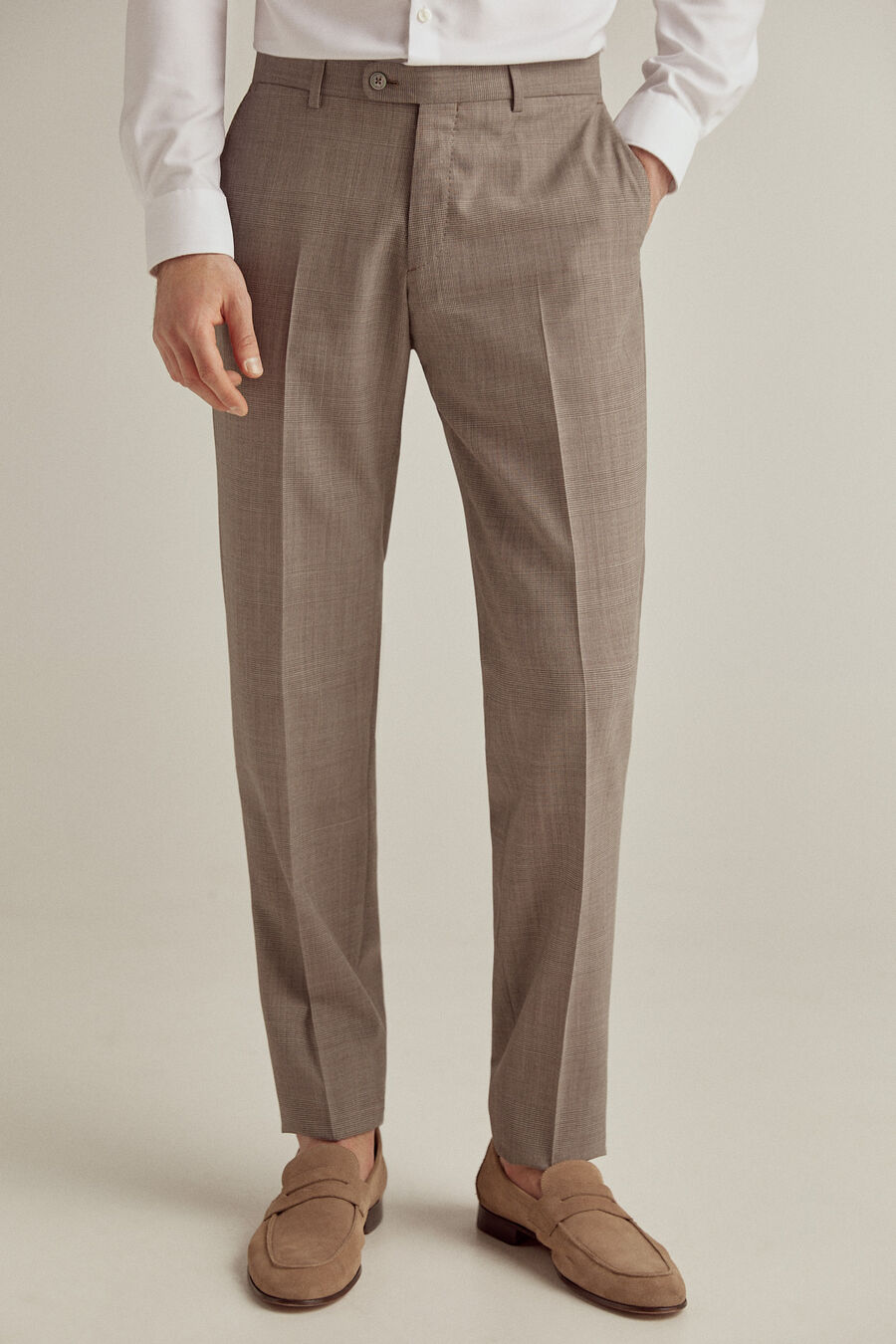 Pedro del Hierro Calças xadrez tostado tailored fit Pedro del Hierro