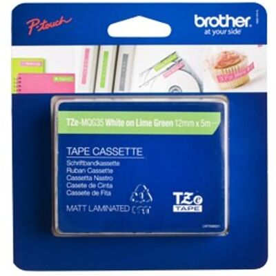 Brother TZe-MQG35 fita 12mm texto branco sobre verde lima (5M) Brother TZe-MQG35 fita 12mm texto branco sobre verde lima (5M)
