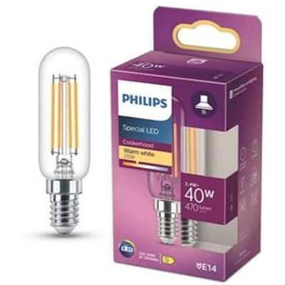 Philips lâmpada LED E14 T25 filamento luz quente 3,4W 40W Philips lâmpada LED E14 T25 filamento luz quente 3,4W 40W