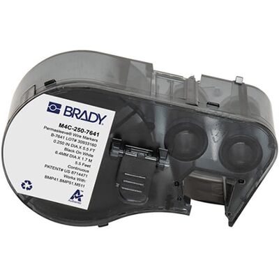 Brady M4C-250-7641 fita termoencolhível preto sobre branco 11,15 mm x 2,13 m Brady M4C-250-7641 fita termoencolhível preto sobre branco 11,15 mm x 2,13 m