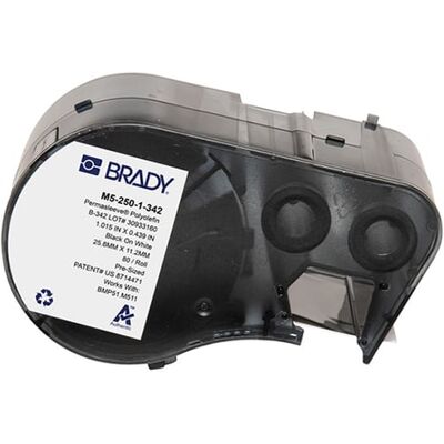 Brady M5-250-1-342 fita de tubo termorretrátil preto sobre branco 11,15 mm x 25,78 mm Brady M5-250-1-342 fita de tubo termorretrátil preto sobre branco 11,15 mm x 25,78 mm