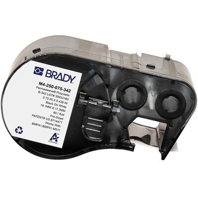 Brady M4-250-075-342 fita termoencolhível preto sobre branco 19,05 mm x 11,15 mm Brady M4-250-075-342 fita termoencolhível preto sobre branco 19,05 mm x 11,15 mm