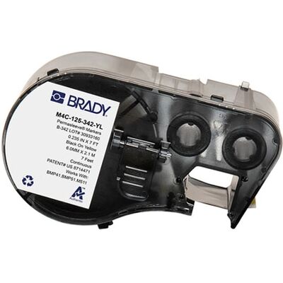 Brady M4C-125-342-YL tubo retrátil preto sobre amarelo 5,97 mm x 2,13 m Brady M4C-125-342-YL tubo retrátil preto sobre amarelo 5,97 mm x 2,13 m