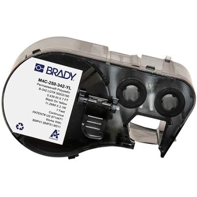 Brady M4C-250-342-YL fita de tubo termorretrátil preto sobre amarelo 11,15 mm x 2,13 m Brady M4C-250-342-YL fita de tubo termorretrátil preto sobre amarelo 11,15 mm x 2,13 m