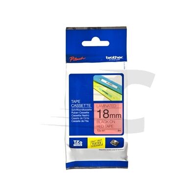 Brother TZe-441 fita 18mm texto preto sobre vermelho (8M) Brother TZe-441 fita 18mm texto preto sobre vermelho (8M)