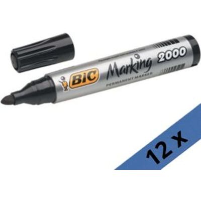 BIC Pack: 12x Marking 2000 Marcador permanente ponta redonda preto BIC Pack: 12x Marking 2000 Marcador permanente ponta redonda preto
