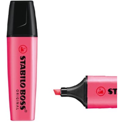 Marcador STABILO BOSS ORIGINAL - Rosa, Ponta chanfrada Marcador STABILO BOSS ORIGINAL - Rosa, Ponta chanfrada