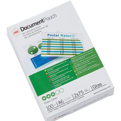 GBC capas para plastificação de documentos A6 brilhante 2x75 microns 100 unidades GBC capas para plastificação de documentos A6 brilhante 2x75 microns 100 unidades