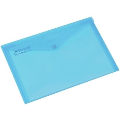 REXEL Pasta de plástico Azul A4 Fecho de botão REXEL Pasta de plástico Azul A4 Fecho de botão