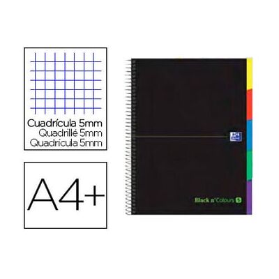 Oxford Caderno Espiral Folio Black'n Colors 100H Quadricula 5mm Capa Extradura Várias cores Oxford Caderno Espiral Folio Black'n Colors 100H Quadricula 5mm Capa Extradura Várias cores