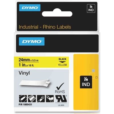 Dymo Cinta RHINO 1805431 texto preto sobre amarelo 24mm Dymo Cinta RHINO 1805431 texto preto sobre amarelo 24mm