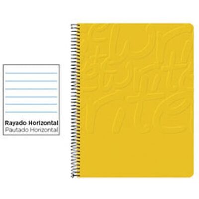 WHITE LABEL Caderno Espiral Folio 80F Pautado Horizontal Capa Mole 60gr Amarelo WHITE LABEL Caderno Espiral Folio 80F Pautado Horizontal Capa Mole 60gr Amarelo