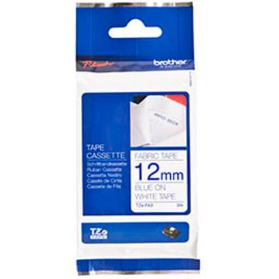 Brother TZe-FA3 fita para a roupa 12mm texto azul sobre branco (3M) Brother TZe-FA3 fita para a roupa 12mm texto azul sobre branco (3M)